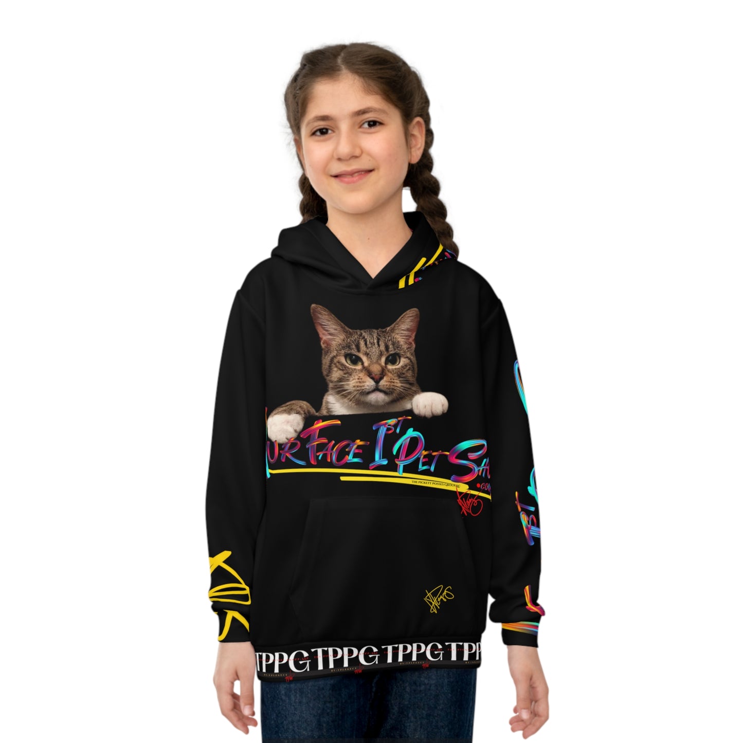 Kids/Children's (Black) "TPPG Pet" Hoodie/Sweatshirt in 6 sizes