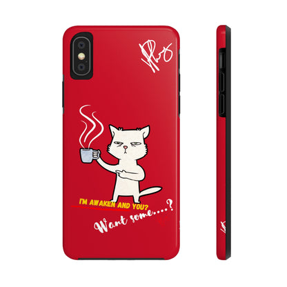 This Lovely Bold Red - Cutie "Coffee Cat" Pet Design Verision from the 'TPPG Collection' Line carries Several sizes of the "iPhone Series" Tough Phone Cases