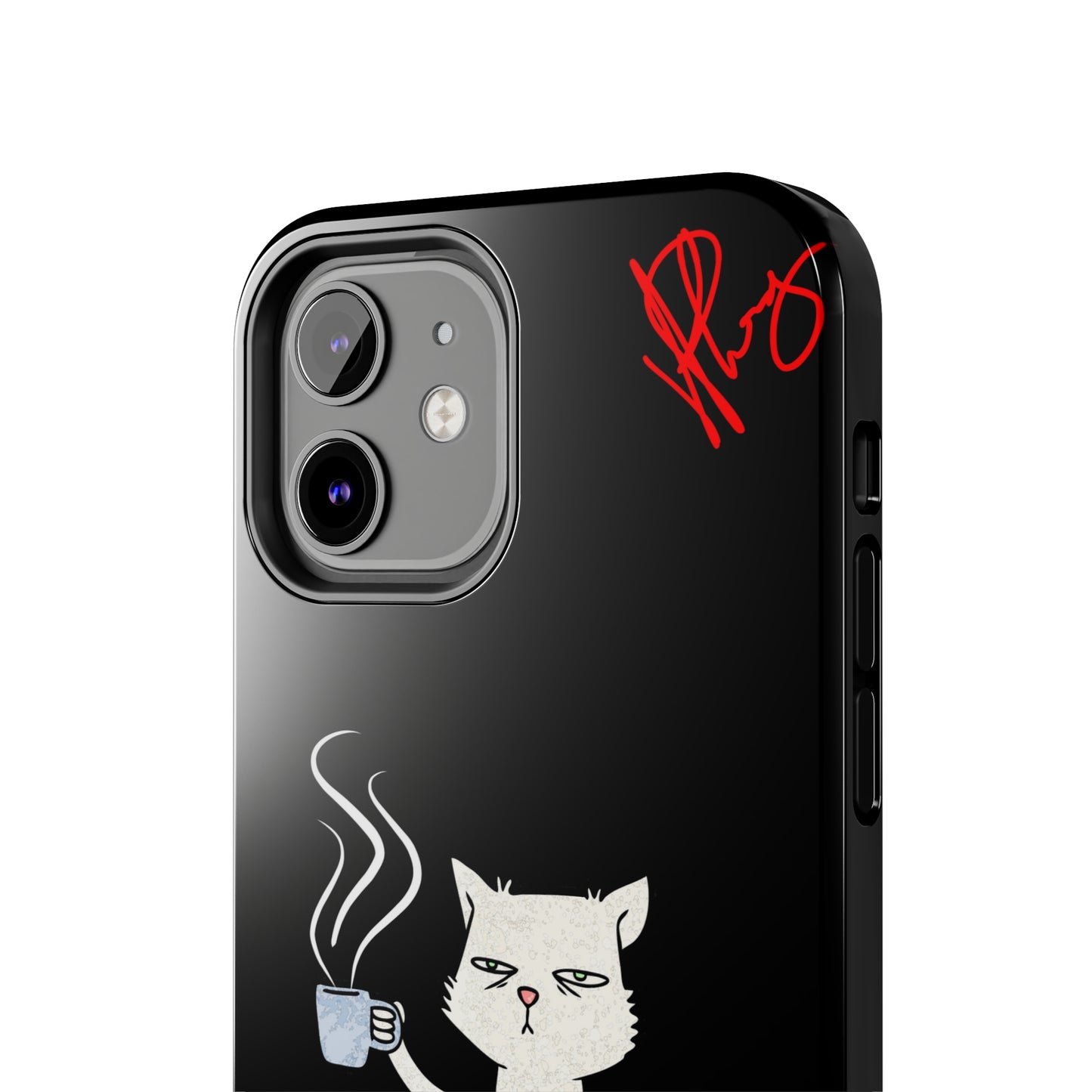 Another Cute "Coffee Cat" Pet Design (in a Simple but Bold Black & White Base Color) Verision from the 'TPPG Collection' Line carries Several sizes of the "iPhone Series" Tough Phone Cases