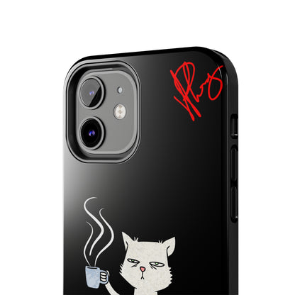 Another Cute "Coffee Cat" Pet Design (in a Simple but Bold Black & White Base Color) Verision from the 'TPPG Collection' Line carries Several sizes of the "iPhone Series" Tough Phone Cases