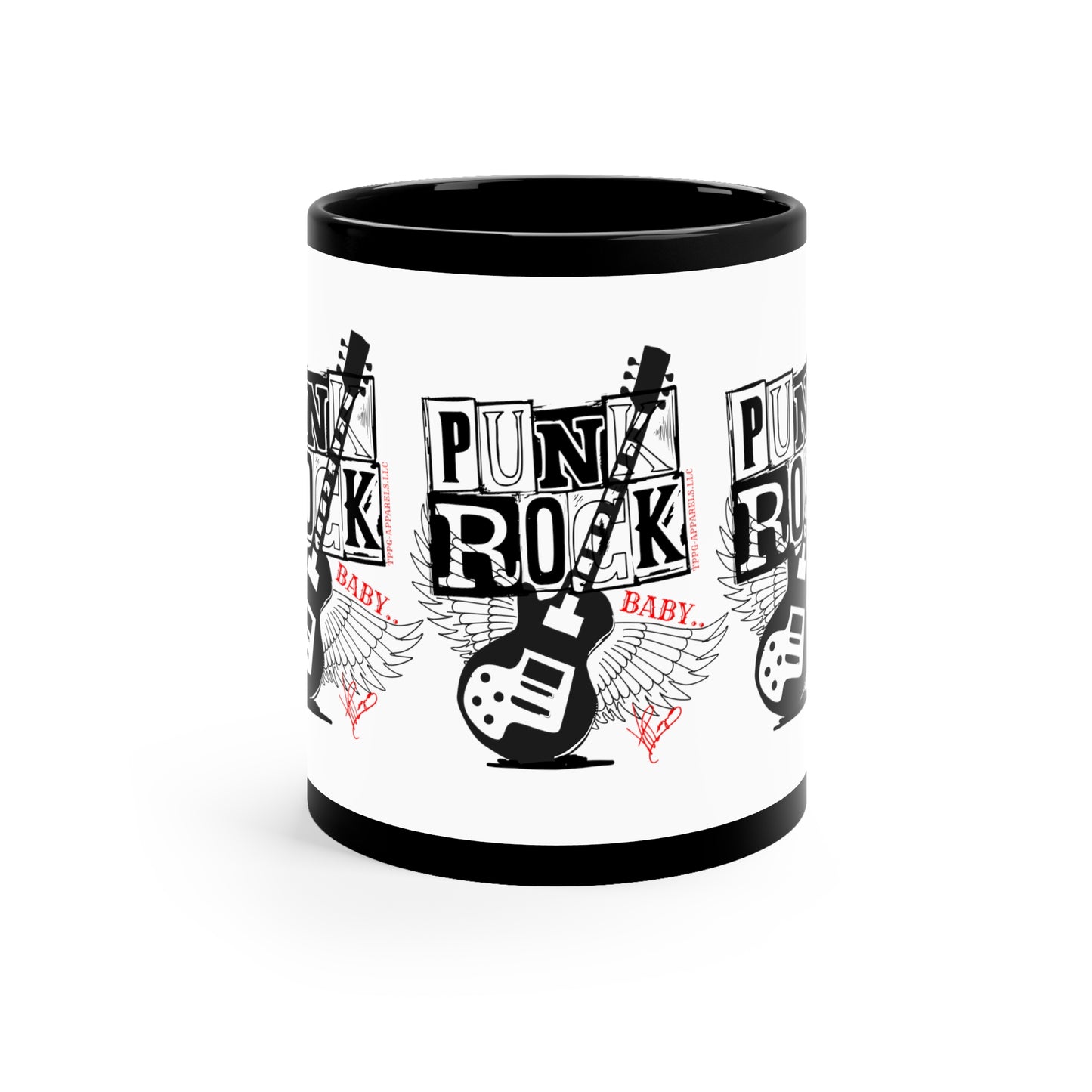 Black "Punk Rock Babe" Glossy Finish 11oz Coffee/Tea Mug - from the 'TPPG-Apparels' Brand Collection