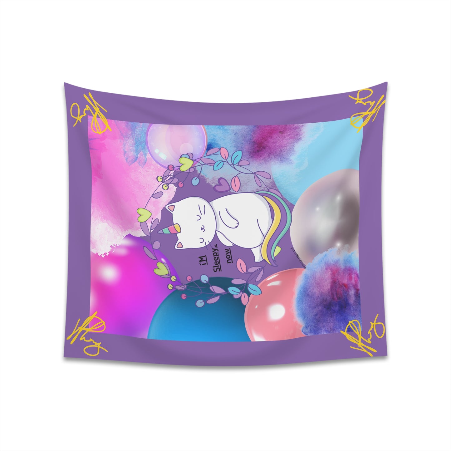 100% Polyester (I'm Sleepy, Now) Printed Wall Tapestry (Lt. Purple Base color) from "TPPG Collections"