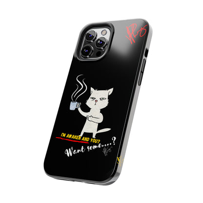 Another Cute "Coffee Cat" Pet Design (in a Simple but Bold Black & White Base Color) Verision from the 'TPPG Collection' Line carries Several sizes of the "iPhone Series" Tough Phone Cases