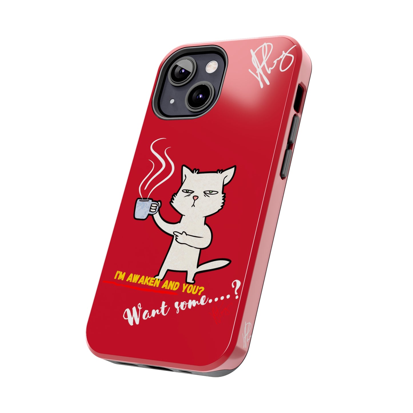 This Lovely Bold Red - Cutie "Coffee Cat" Pet Design Verision from the 'TPPG Collection' Line carries Several sizes of the "iPhone Series" Tough Phone Cases