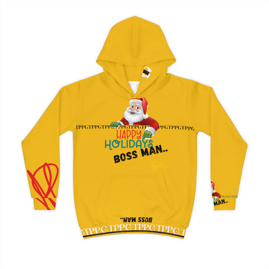 Children's "Santa Holiday-Boss Man" (Gold) "TPPG Logo" Hoodie in 6 sizes