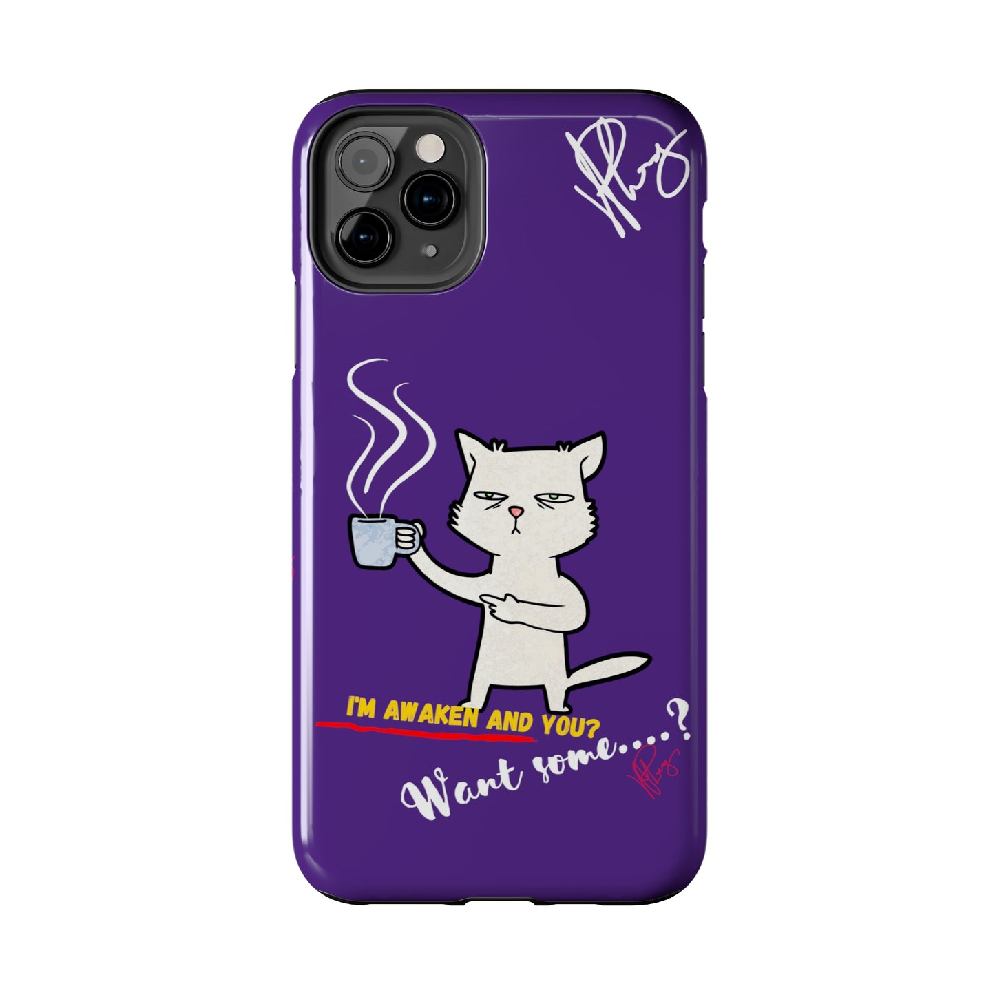 Lovely Bold Purple - Cutie "Coffee Cat" Pet Design Verision from the 'TPPG Collection' Line carries Several sizes of the "iPhone Series" Tough Phone Cases