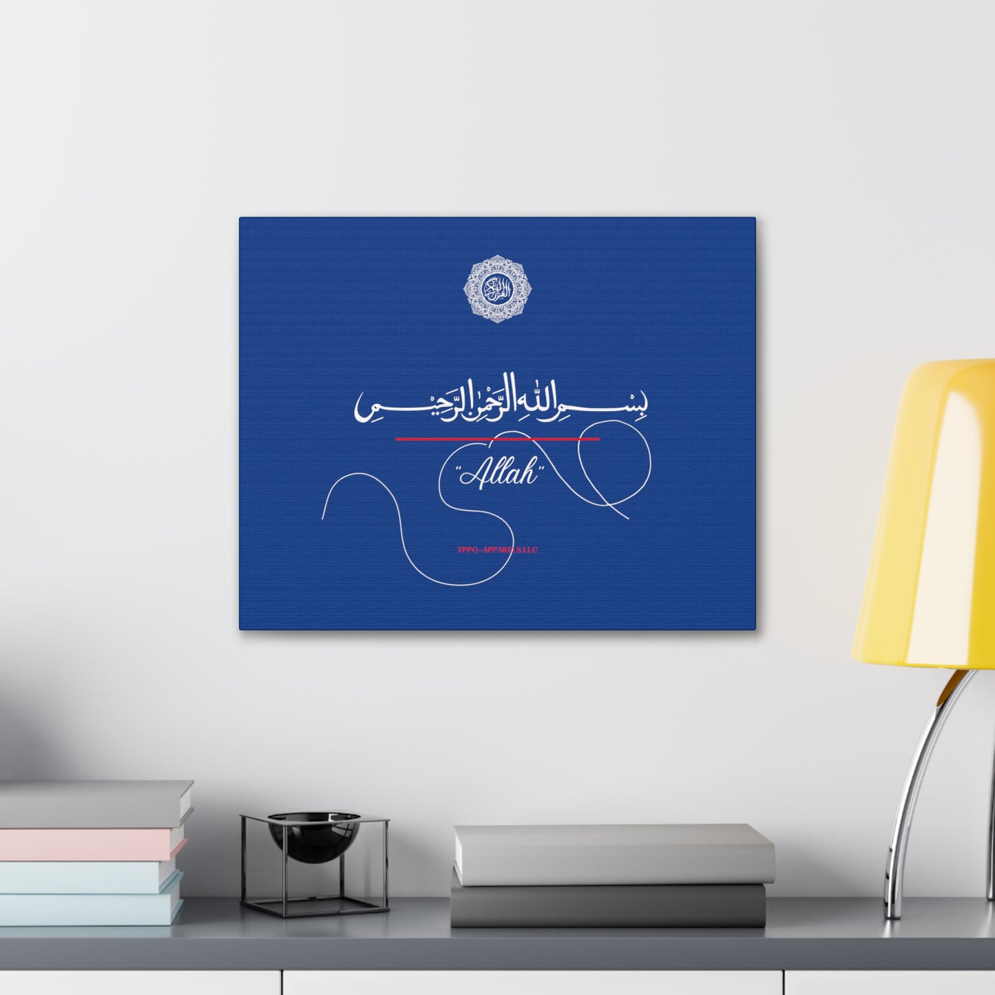 From our "TPPG Brand Arabic Faith Collection" - "Allah.." Canvas Gallery Wraps in Blue/White