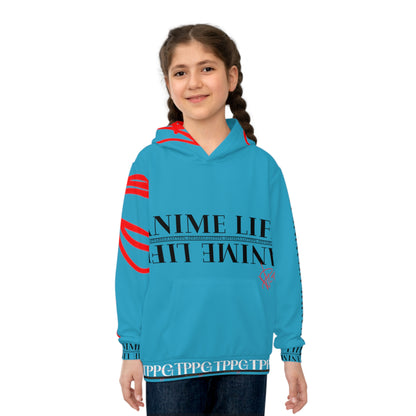 Children's (Turquoise) "TPPG Anime Life & Logo" Hoodie in 6 sizes