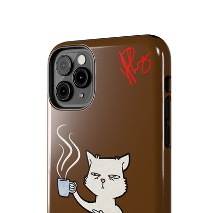 This Lovely Brown Coffee Color Tone - Cutie "Coffee Cat" Pet Design Verision from the 'TPPG Collection' Line carries Several sizes of the "iPhone Series" Tough Phone Cases