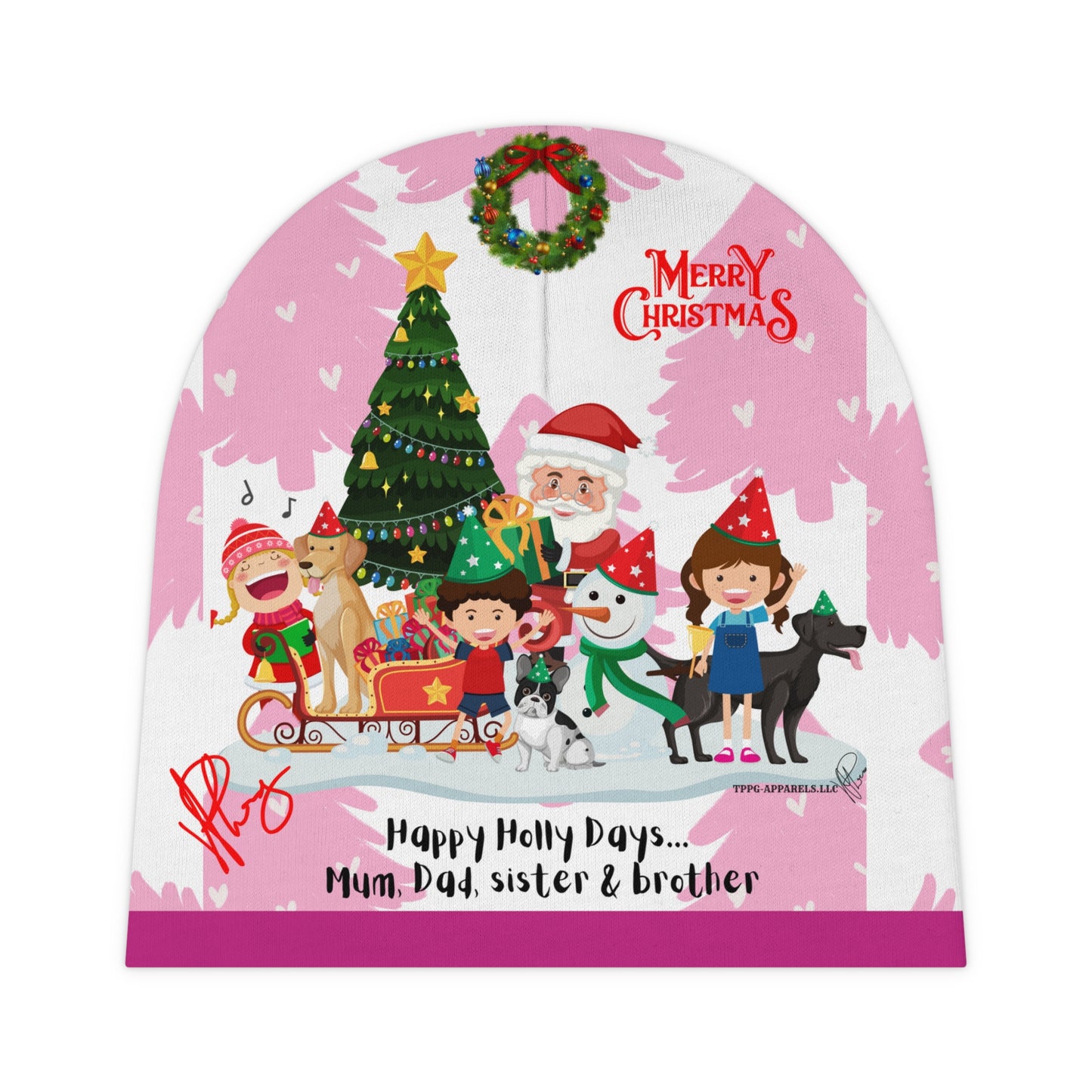 (2-Tone-Deep Pink) Comfy "TPPG-Apparels Holiday" Baby Beanie