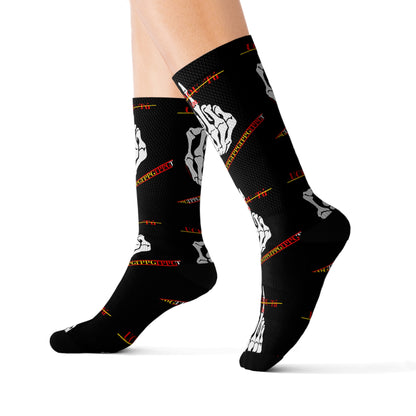 High Quality Cushioned 'TPPG Brand' Black Finger-Up "UCK YOU TÚ" Style Socks