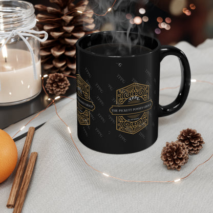 Sleek 11oz Black w/Gold Logo "TPPG-Apparels Brand" Style Glossy Finish Coffee/Tea Mug - from the 'TPPG-Apparels' Brand Collection