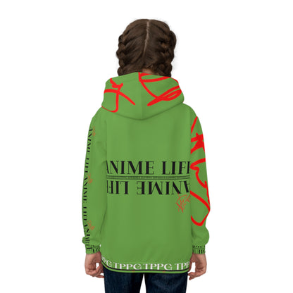 Children's (Lt. Green) "TPPG Anime Life & Logo" Hoodie in 6 sizes