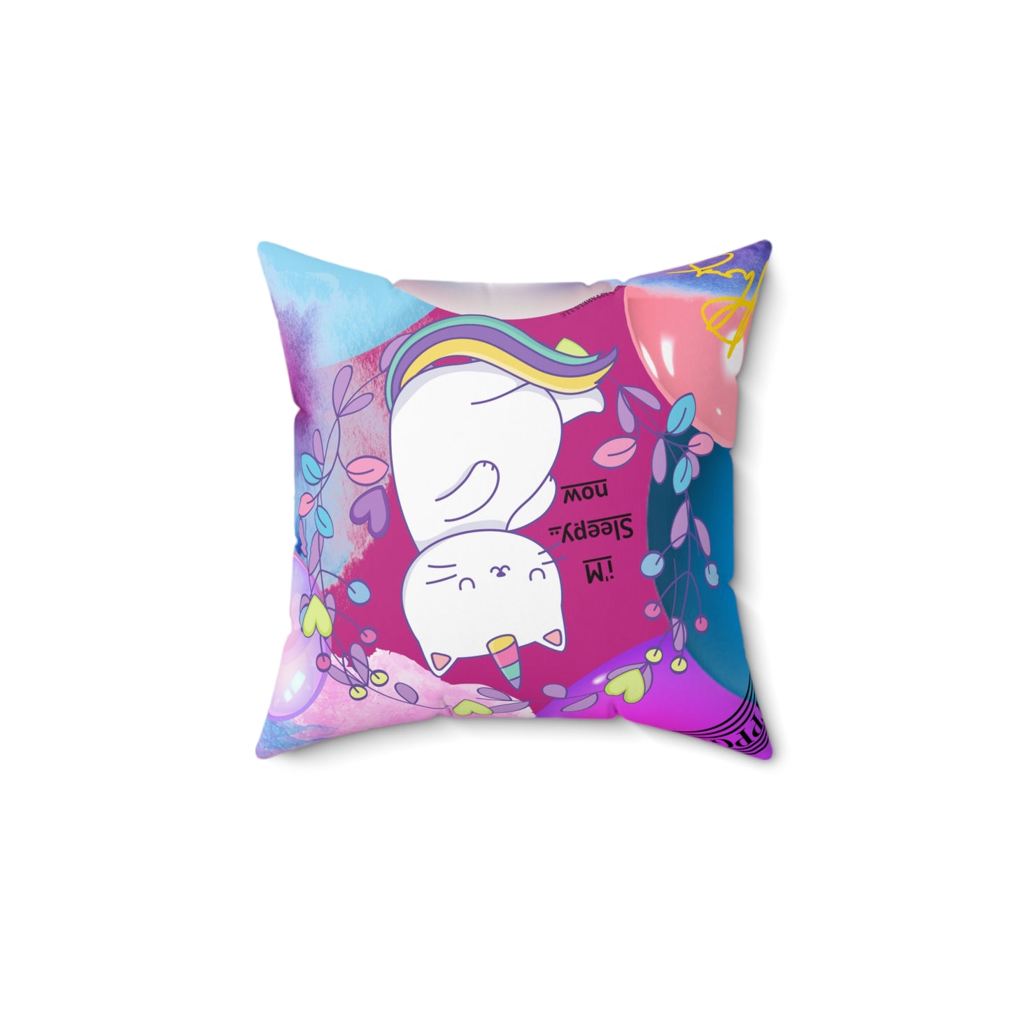 (Toddler/Kid) Spun Polyester Square Pillow (4 sizes-Deep Pink Bgd) - By: "TPPG KIds Collection"