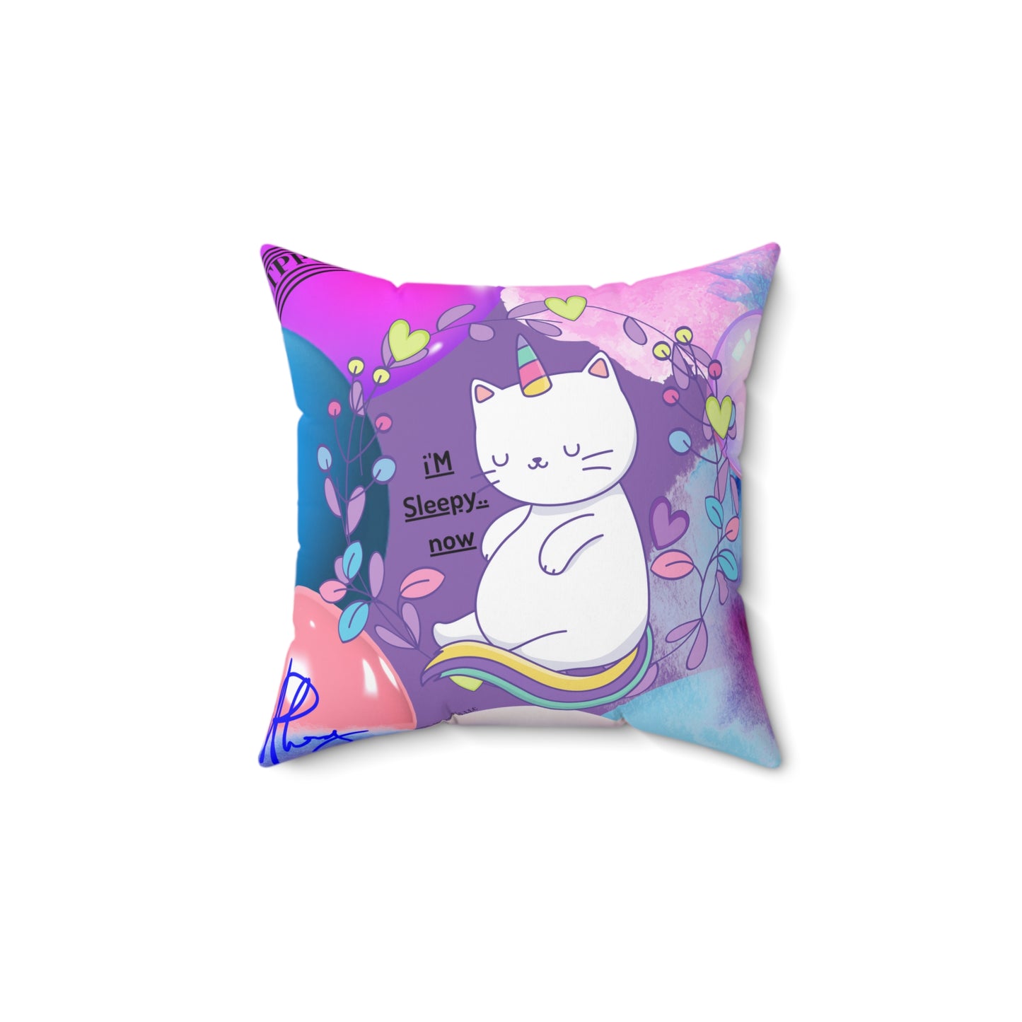 (Toddler/Kid) Spun Polyester Square Pillow (4 sizes-Lt. Purple Bgd) - By: "TPPG KIds Collection"