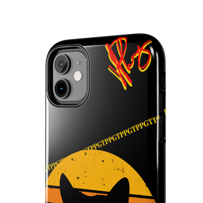 One of our Cutest Cat "Peek-A-BOOO.." Pet Designs (in a Bold Yellow/Orange/Red Base Colors) Verision from the 'TPPG Collection' Line carries Several sizes of the "iPhone Series" Tough Phone Cases