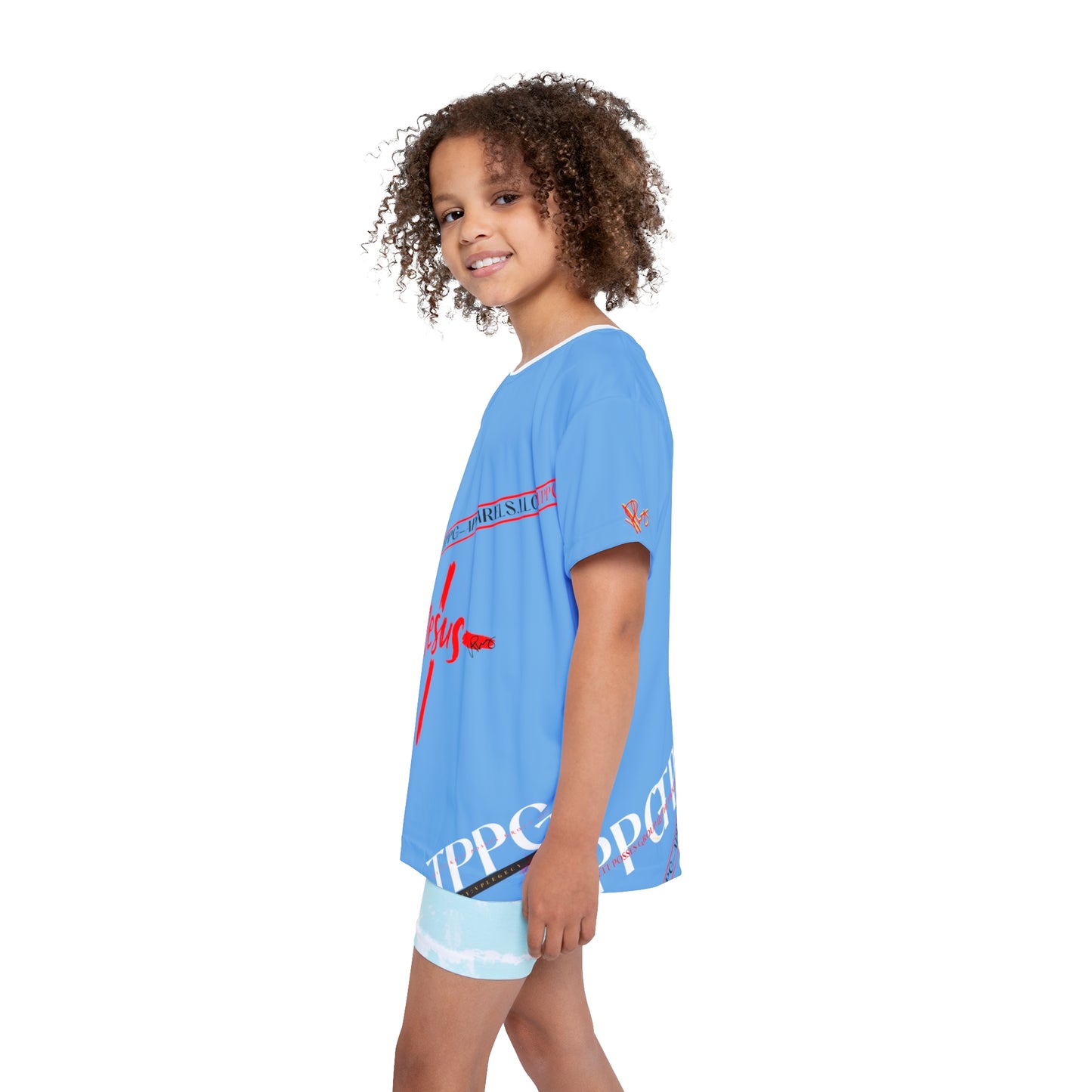 Kids Sport "Jesus Cross" Blue Jersey/Tee-By:"TPPG" Juniors/Kids Collections