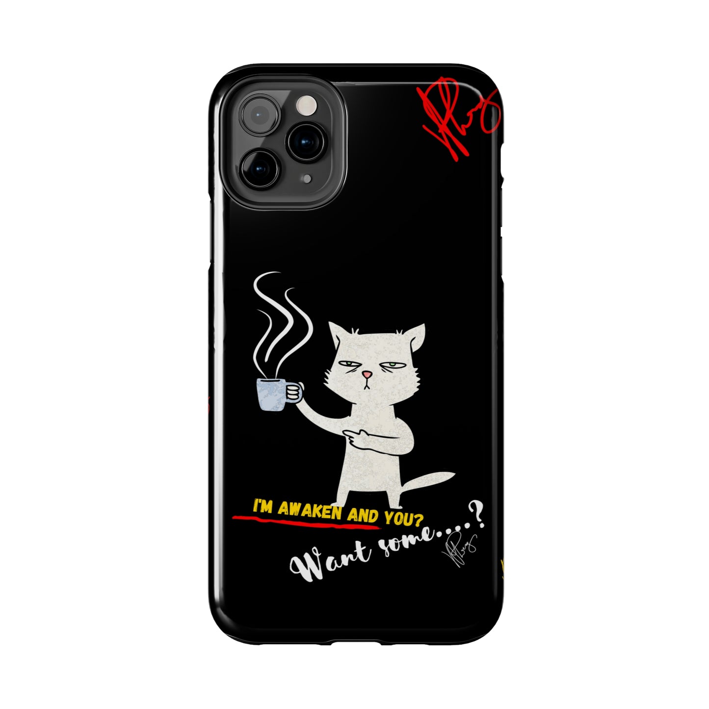 Another Cute "Coffee Cat" Pet Design (in a Simple but Bold Black & White Base Color) Verision from the 'TPPG Collection' Line carries Several sizes of the "iPhone Series" Tough Phone Cases