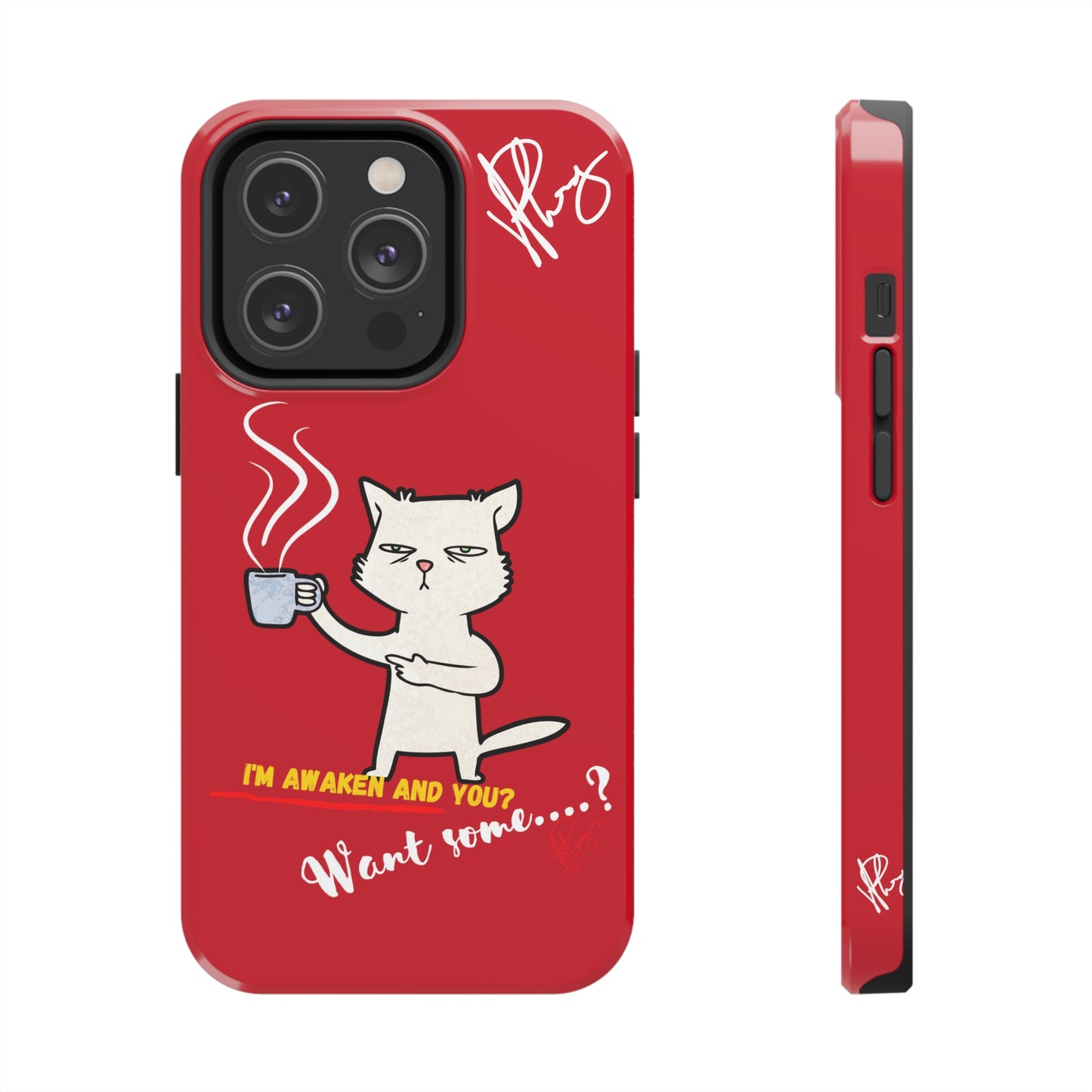 This Lovely Bold Red - Cutie "Coffee Cat" Pet Design Verision from the 'TPPG Collection' Line carries Several sizes of the "iPhone Series" Tough Phone Cases