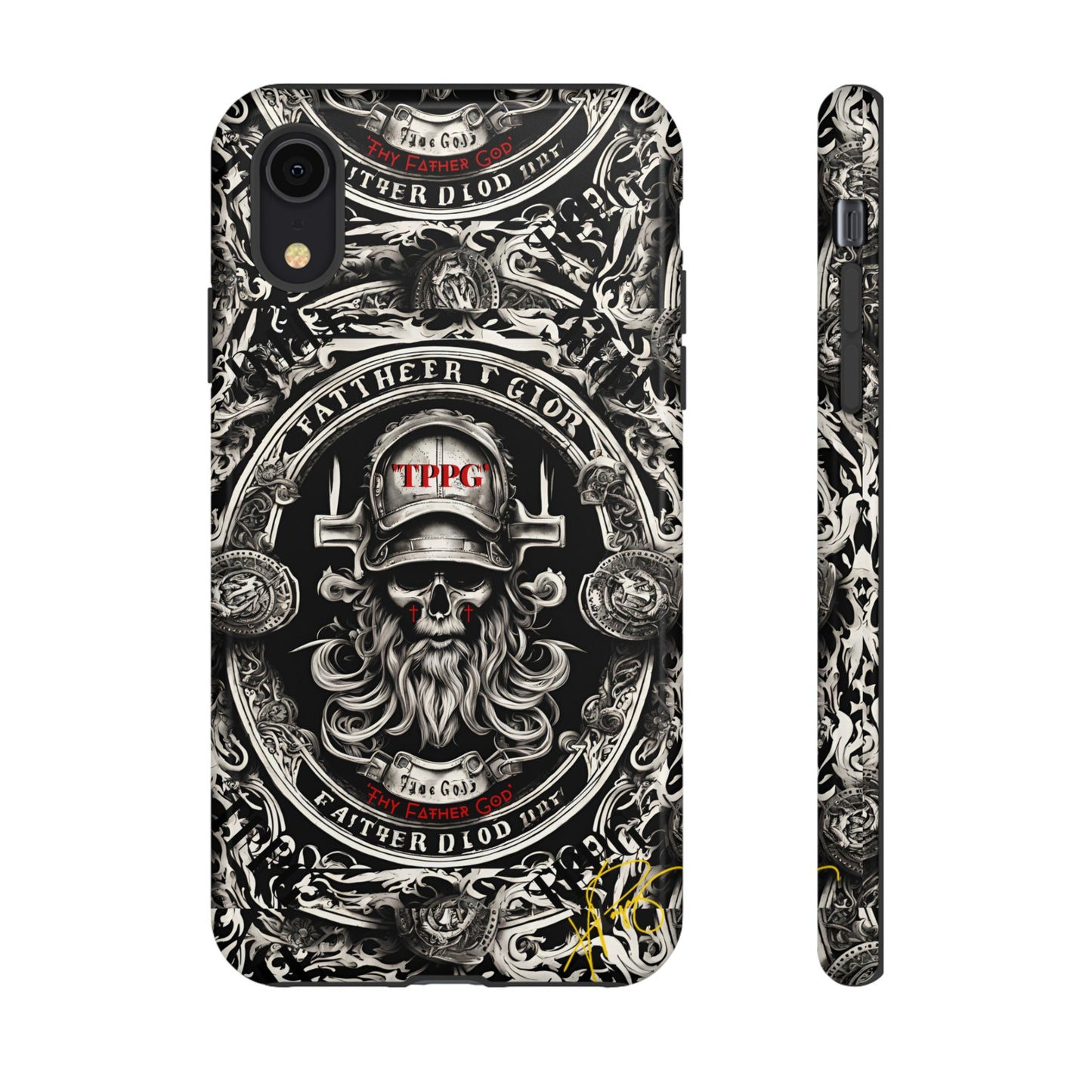 "Father God" iPhone/Google Pixel & Samsung Tough Phone Case (Black/Red & Grey)