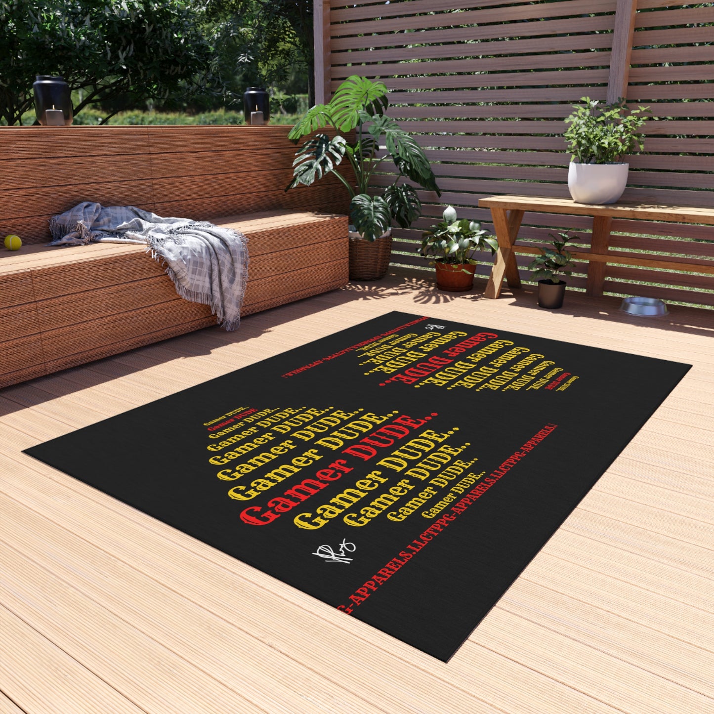 Black Durable & Non-Slip Outdoor Rug-"TPPG Gamer Collection"