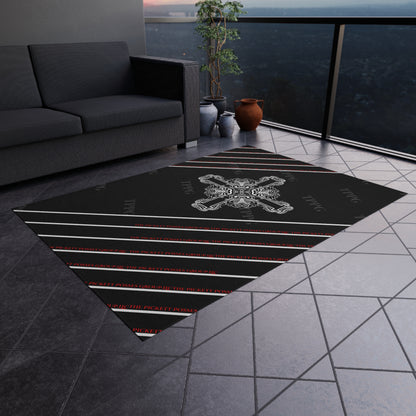 Black 'TPPG' Logo Style Durable Outdoor Rug/Carpet