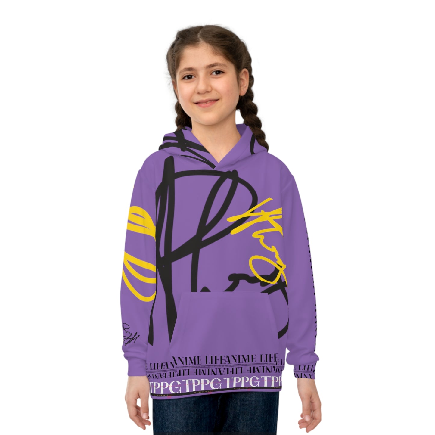 Children's "Anime Life" (Lt. Purple-Black/Yellow) "TPPG Logo" Hoodie in 6 sizes