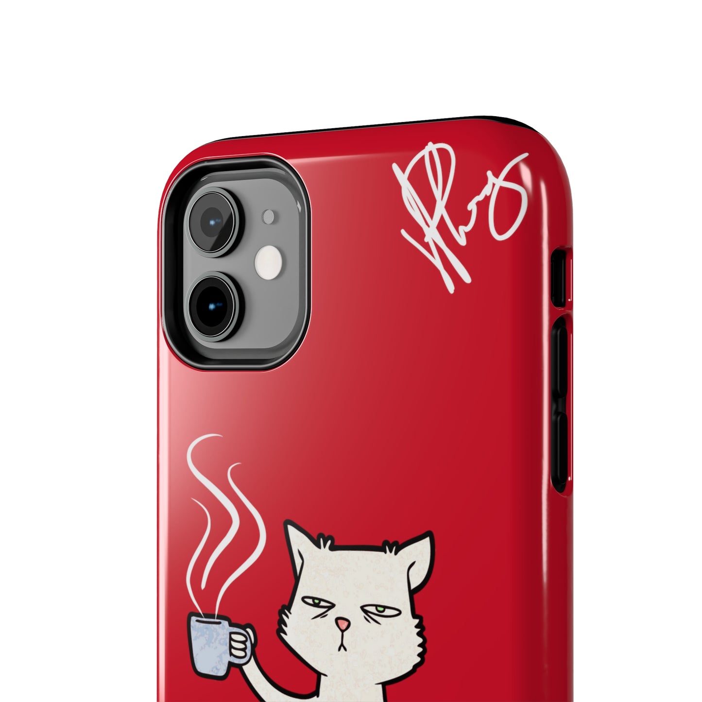 This Lovely Bold Red - Cutie "Coffee Cat" Pet Design Verision from the 'TPPG Collection' Line carries Several sizes of the "iPhone Series" Tough Phone Cases