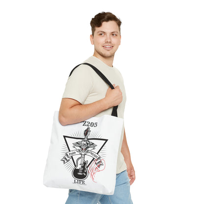 Our 'Z2050 Rock Music' 3 sizes Totes-White front facing Style Design Tote Bag from the 'TPPG-Apparel Z2050 Rock Music' Brand Collection