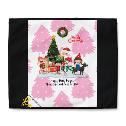 Holiday/Christmas - Duvet Blanket/Cover (Black Base) 3ct sizes (consealed zipper)