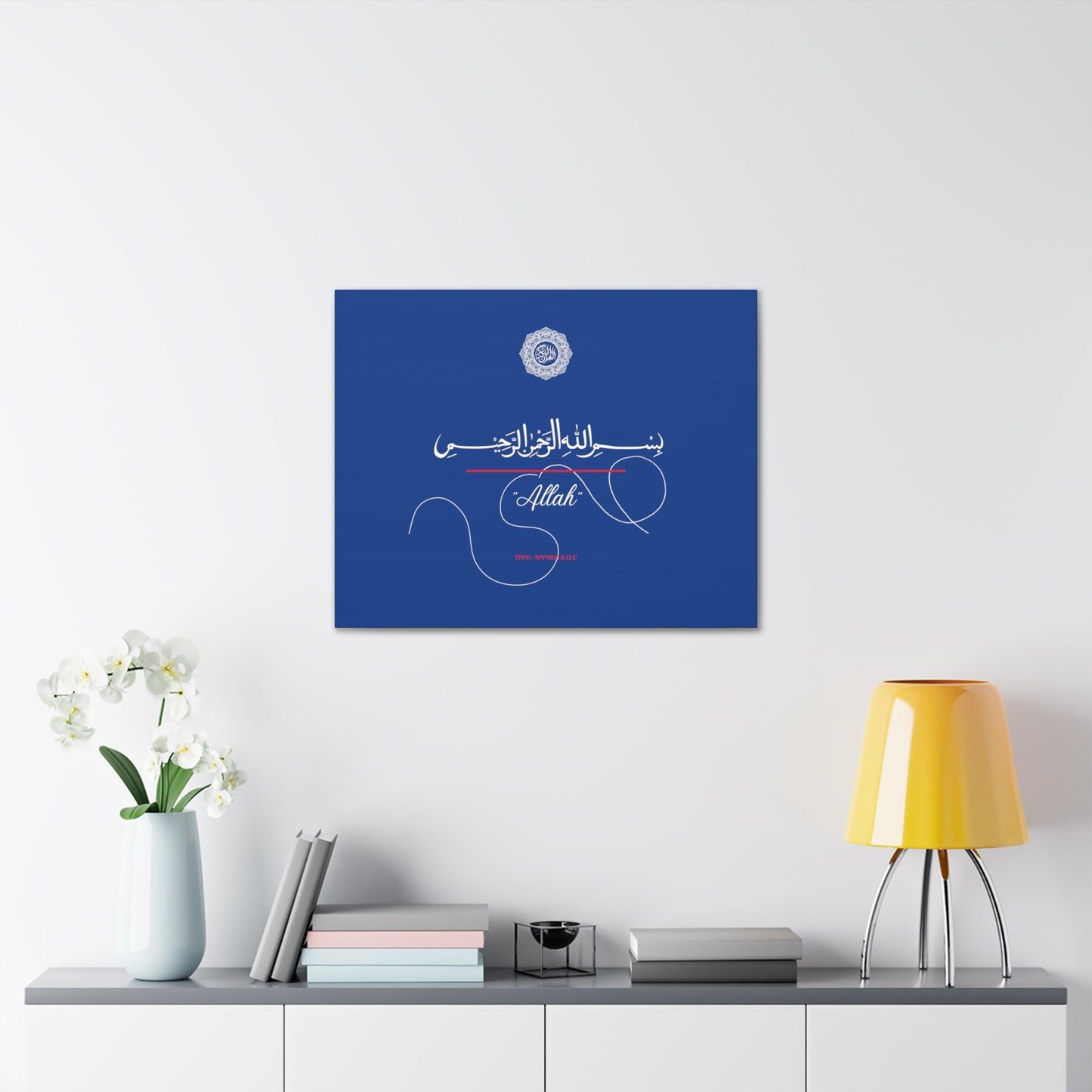 From our "TPPG Brand Arabic Faith Collection" - "Allah.." Canvas Gallery Wraps in Blue/White