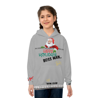 Children's "Santa Holiday-Boss Man" (Lt. Grey) "TPPG Logo" Hoodie in 6 sizes