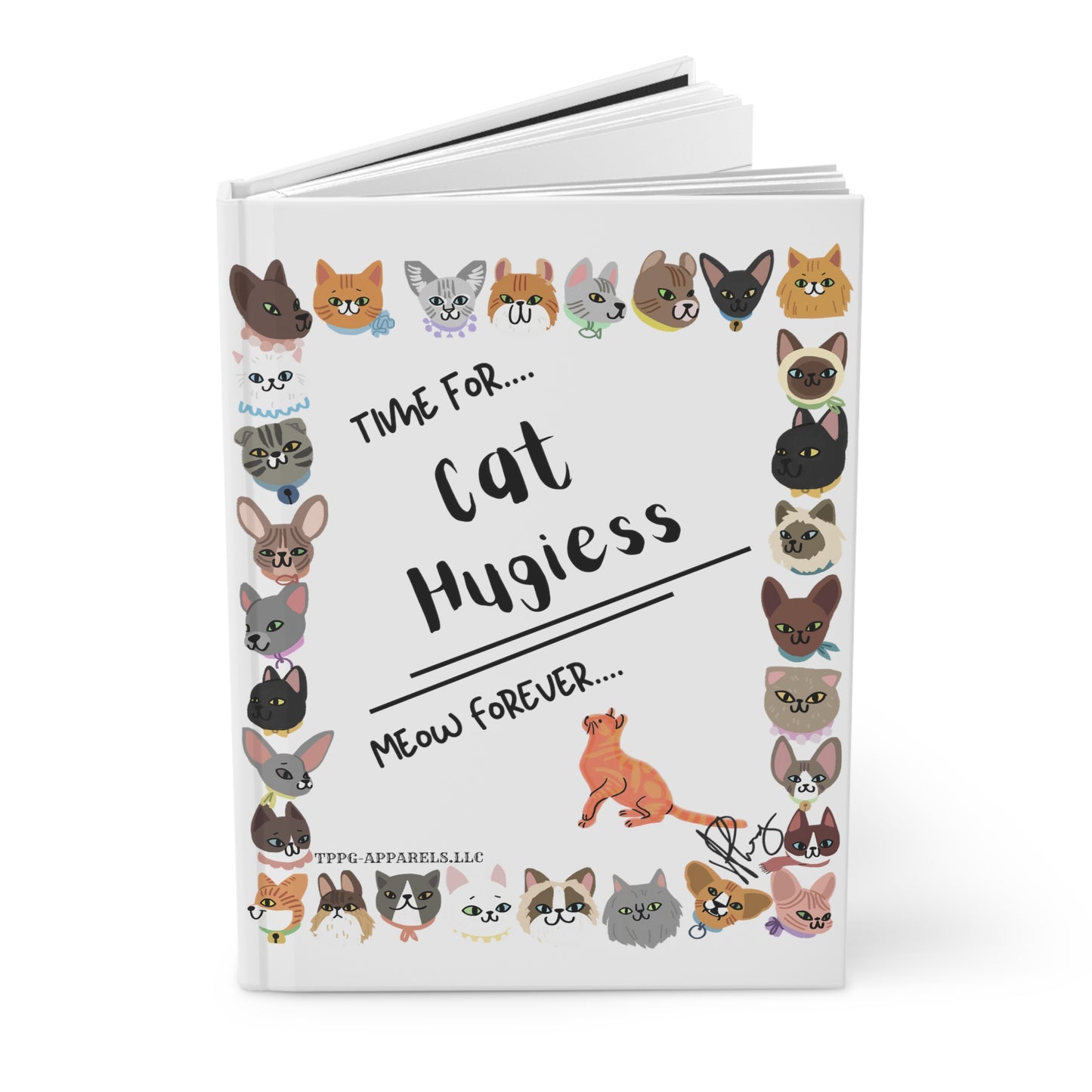 Our 150 Lined pgs/75 Sheets - Matte Hardcover (Pets/Ailurophile) Journal from the "TPPG_Apparels"- Brand Pet Collection