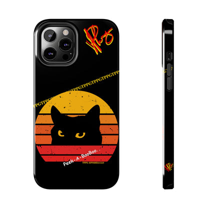 One of our Cutest Cat "Peek-A-BOOO.." Pet Designs (in a Bold Yellow/Orange/Red Base Colors) Verision from the 'TPPG Collection' Line carries Several sizes of the "iPhone Series" Tough Phone Cases