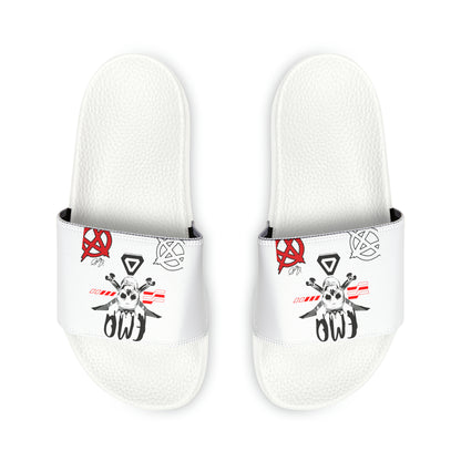 'TPPG-Apparels Brand' White "EMO" custom design for Men / Women's or Children Slide-On Sandals - 7ct  sizes