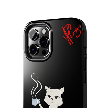 Another Cute "Coffee Cat" Pet Design (in a Simple but Bold Black & White Base Color) Verision from the 'TPPG Collection' Line carries Several sizes of the "iPhone Series" Tough Phone Cases