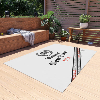 'TPPG New York Collection" A States Design White Durable Outdoor Rug