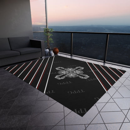 Black 'TPPG' Logo Style Durable Outdoor Rug/Carpet