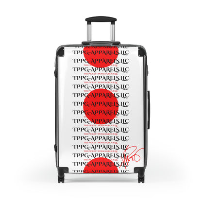 'TPPG Japan' 360° Swivel Suitcases on Wheels (White/Red)