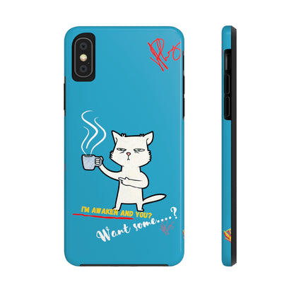 Cutie "Coffee Cat" Pet Design (in a Simple but Kool Light Blue Base Color) Verision from the 'TPPG Collection' Line carries Several sizes of the "iPhone Series" Tough Phone Cases