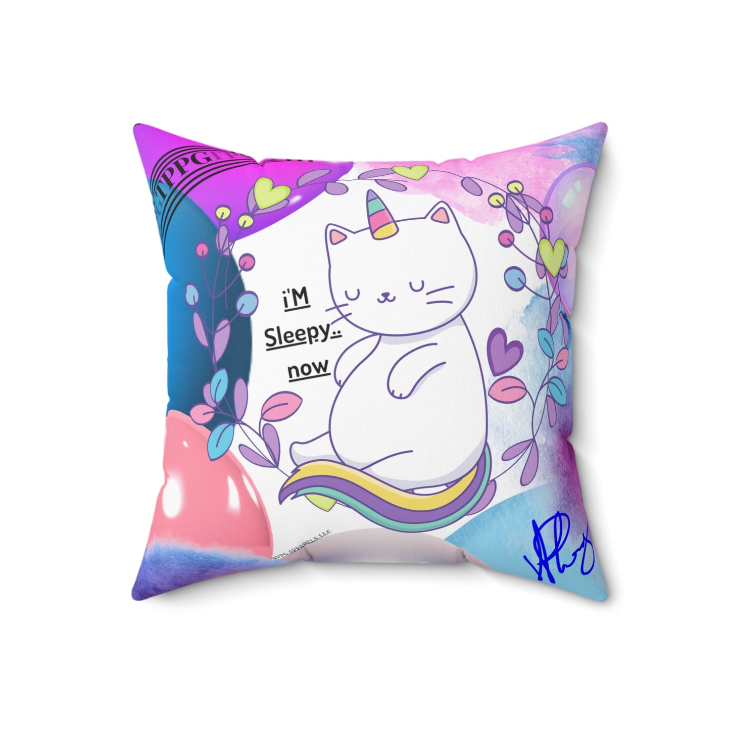 (Children) Spun Polyester ('1 side') Square Pillow (4 sizes-White Bgd) - By: "TPPG KIds Collection"