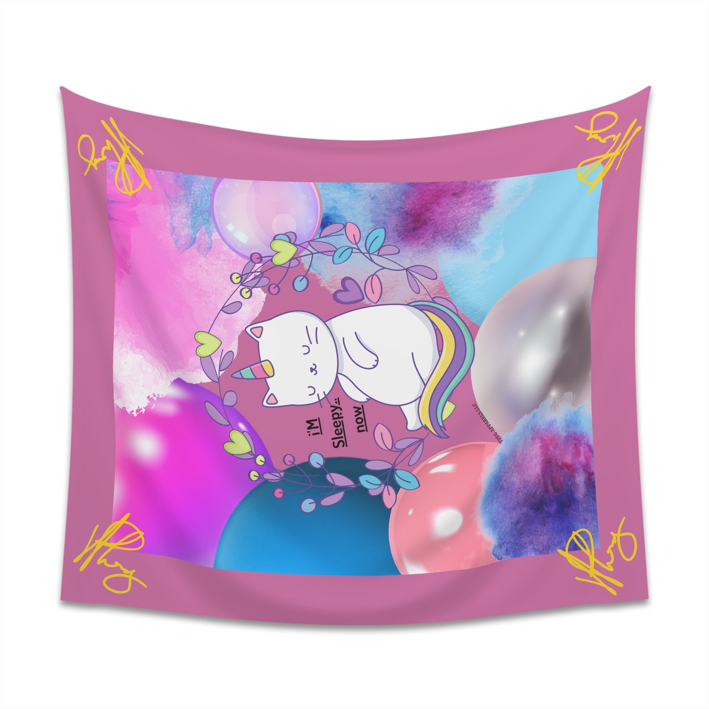 100% Polyester (I'm Sleepy, Now) Printed Wall Tapestry (Lt. Pink Base color) from "TPPG Collections"