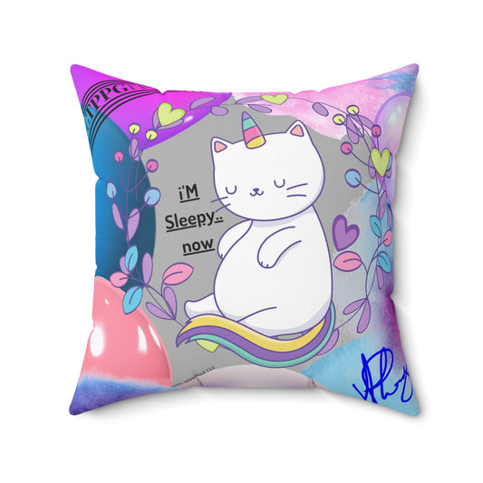 (Children) Spun Polyester ('1 side') Square Pillow (4 sizes-Lt. Grey Bgd) - By: "TPPG KIds Collection"