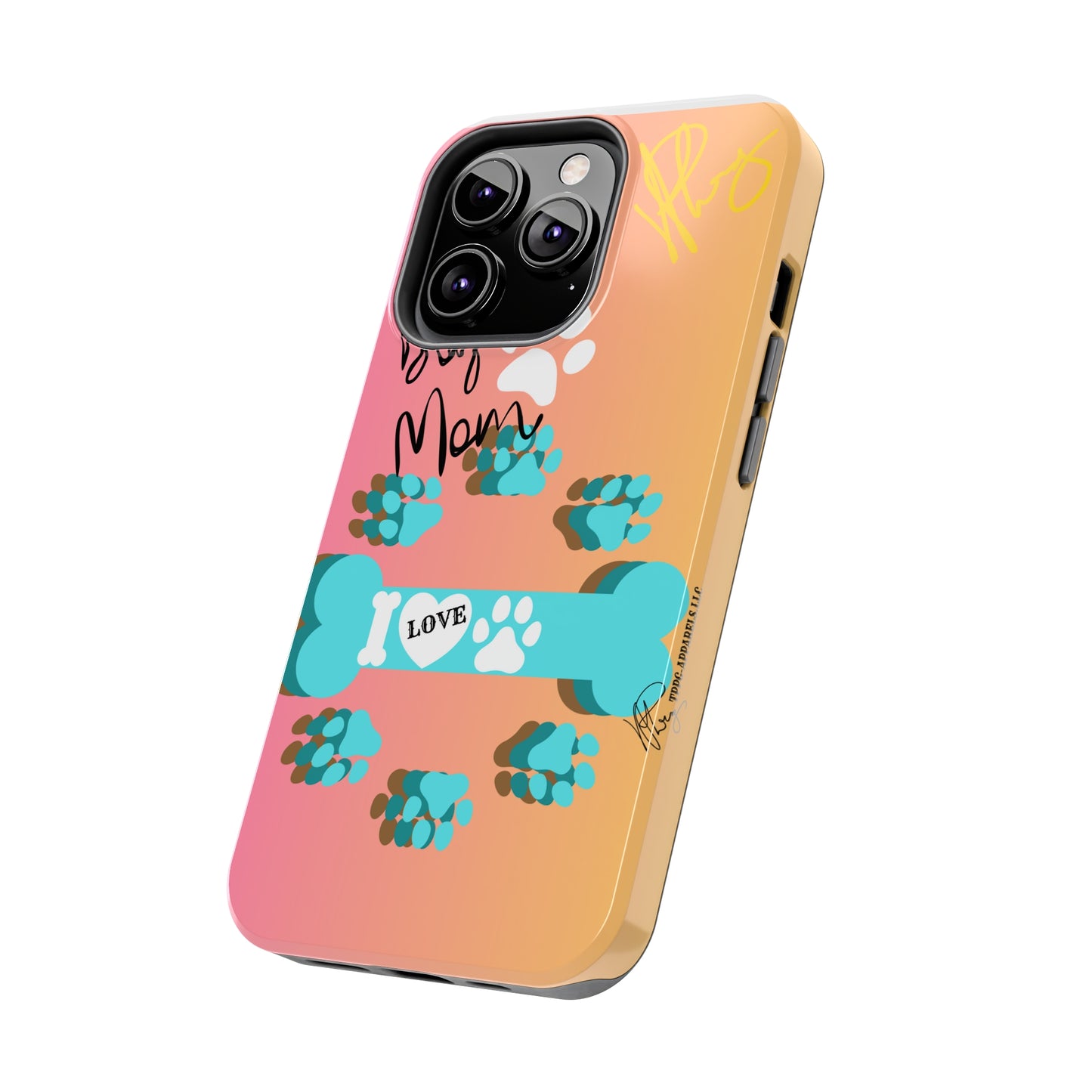 One of our Cutest "Dog Mom" Pet Designs (in a Multi-Colored Base Color) Verision from the 'TPPG Collection' Line carries Several sizes of the "iPhone Series" Tough Phone Cases