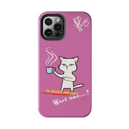 Cutie "Coffee Cat" Pet Design (in a Simple but Kool Tone Pink Base Color) Verision from the 'TPPG Collection' Line carries Several sizes of the "iPhone Series" Tough Phone Cases