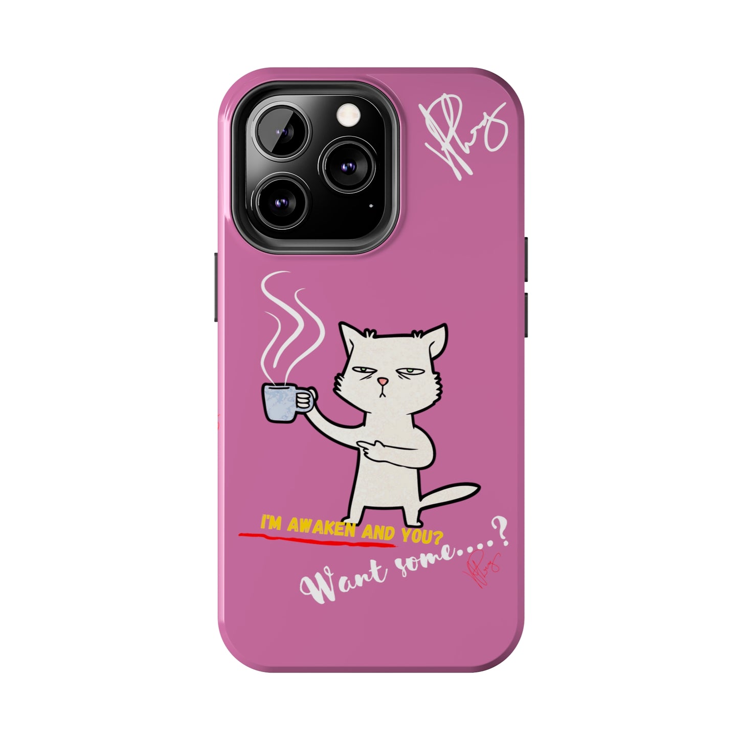 Cutie "Coffee Cat" Pet Design (in a Simple but Kool Tone Pink Base Color) Verision from the 'TPPG Collection' Line carries Several sizes of the "iPhone Series" Tough Phone Cases