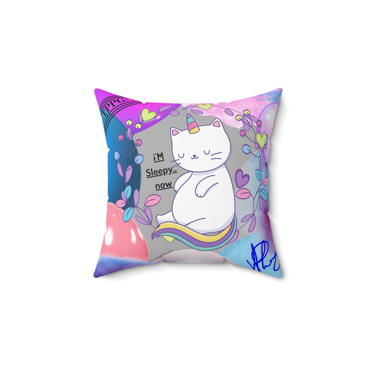 (Children) Square 1' Pillow-Grey "I'm Sleepy Now" design