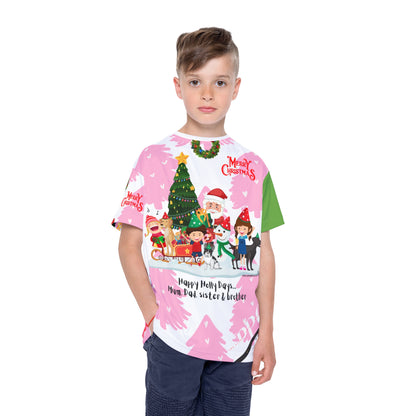 Kids (Lt. Green 'one sleeve' Base Color) 'Holiday/Christmas' Sports Jersey/Tee - By:"TPPG-Apparel" Juniors Collections