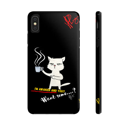 Another Cute "Coffee Cat" Pet Design (in a Simple but Bold Black & White Base Color) Verision from the 'TPPG Collection' Line carries Several sizes of the "iPhone Series" Tough Phone Cases