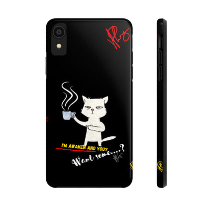 Another Cute "Coffee Cat" Pet Design (in a Simple but Bold Black & White Base Color) Verision from the 'TPPG Collection' Line carries Several sizes of the "iPhone Series" Tough Phone Cases